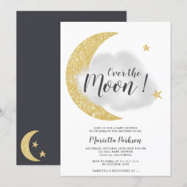 Gouden glitter boven het baby shower van de maanst kaart