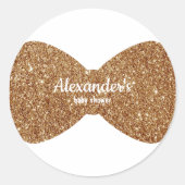 Gouden Glitter Boy Bow Stropdas Baby shower Ronde Sticker (Voorkant)