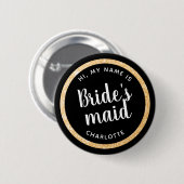 Gouden Glitter Bruidsfeest in Vegas Naam Button (Voorkant /achterkant)