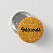 Gouden Glitter Bruidsmeisje Ronde Button 3,2 Cm (Voorkant /achterkant)