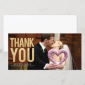 Gouden Glitter bruiloft Dank u fotokaarten Bedankkaart (Voorkant / Achterkant)