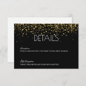 Gouden Glitter Bruiloft Details Kaart (Voorkant / Achterkant)