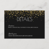 Gouden Glitter Bruiloft Details Kaart (Voorkant)