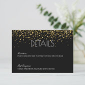 Gouden Glitter Bruiloft Details Kaart (Staand voorkant)