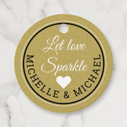 Gouden Glitter bruiloft gunst Laat liefde sprankel Bedankjes Labels (Voorkant)