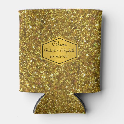 Gouden Glitter Bruiloft Koelbox Blikjeskoeler (Voorkant)
