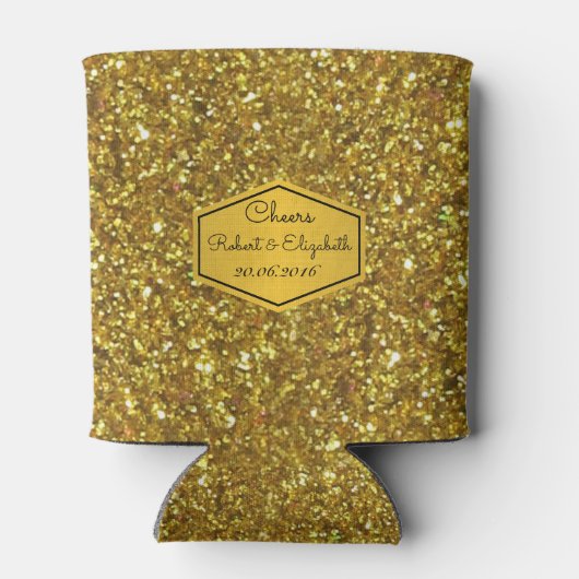 Gouden Glitter Bruiloft Koelbox Blikjeskoeler (Achterkant)