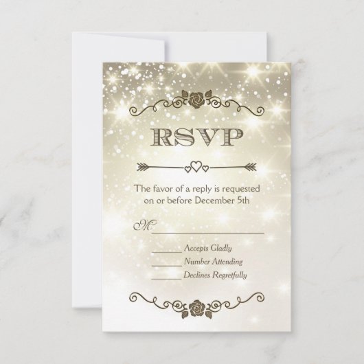 Gouden Glitter Bruiloft RSVP (Voorkant)