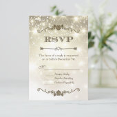 Gouden Glitter Bruiloft RSVP (Staand voorkant)