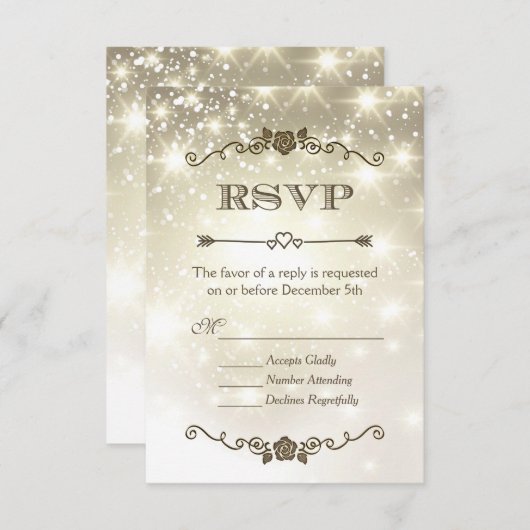 Gouden Glitter Bruiloft RSVP (Voorkant / Achterkant)