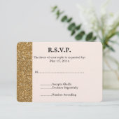 Gouden Glitter Bruiloft RSVP Kaartje (Staand voorkant)