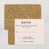 Gouden Glitter Bruiloft RSVP Kaartje (Voorkant / Achterkant)