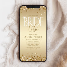 Gouden Glitter Bruiloftsfeest Mobiele Uitnodiging