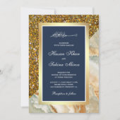 Gouden Glitter Bruin Marmeren Marine Blauw Moslim Kaart (Voorkant)