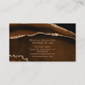 Gouden Glitter Bruine Marmeren Edelsteen Visitekaartje (Achterkant)