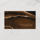 Gouden Glitter Bruine Marmeren Edelsteen Visitekaartje (Voorkant)