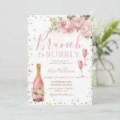 Gouden Glitter Brunch en Bubbly Vrijgezellenfeest Kaart (Staand voorkant)