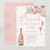 Gouden Glitter Brunch en Bubbly Vrijgezellenfeest Kaart (Voorkant / Achterkant)