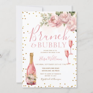 Gouden Glitter Brunch en Bubbly Vrijgezellenfeest Kaart
