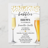 Gouden Glitter Bubbels en Brews Volwassenen Verjaa Kaart (Voorkant)