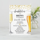 Gouden Glitter Bubbels en Brews Volwassenen Verjaa Kaart (Staand voorkant)