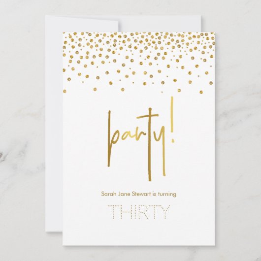 Gouden glitter bubbly 30ste verjaardagsfeestje kaart (Voorkant)