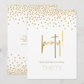 Gouden glitter bubbly 30ste verjaardagsfeestje kaart (Voorkant / Achterkant)