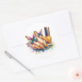 Gouden Glitter Butterfly Nails Ronde Sticker (Envelop)