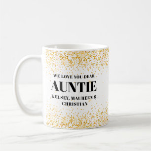 Gouden Glitter Cadeau voor Tante met Namen Koffiemok