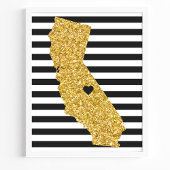 Gouden Glitter California zwart-witte strepen Poster