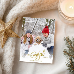 Gouden Glitter Calligrafie Foto Kerstvakantie Briefkaart