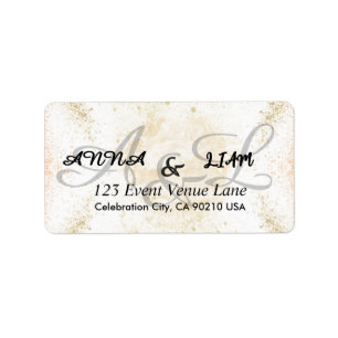 Gouden Glitter Calligrafie Huwelijk Retour Etiket