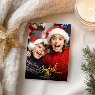 Gouden Glitter Calligraphy Foto Kerstvakantie Briefkaart