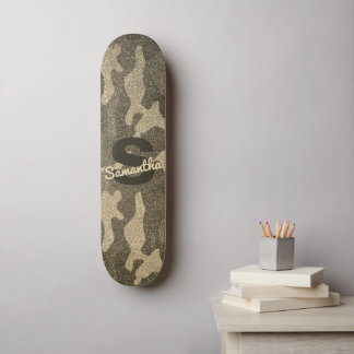 Gouden Glitter Camouflage Gepersonaliseerde Monogr Persoonlijk Skateboard