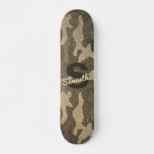 Gouden Glitter Camouflage Gepersonaliseerde Monogr Persoonlijk Skateboard (Voorkant)