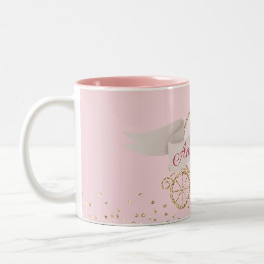 Gouden Glitter Carriage Fairy Tale Aangepaste naam Tweekleurige Koffiemok (Links)