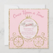 Gouden Glitter Carriage Fairy Tale Baby shower Kaart (Voorkant)