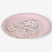 Gouden Glitter Carriage Fairy Tale Baby shower Papieren Bordje (Gekanteld)