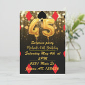 Gouden glitter casino thema 45e verjaardag kaart (Staand voorkant)