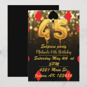 Gouden glitter casino thema 45e verjaardag kaart (Voorkant / Achterkant)
