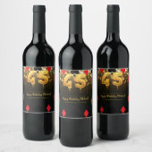 Gouden glitter casino thema 45e verjaardag wijn etiket (Flessen)