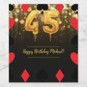 Gouden glitter casino thema 45e verjaardag wijn etiket (Enkel label)