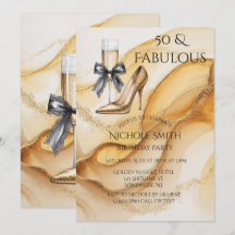 Gouden Glitter Champagne 50 & Fabulous Verjaardag