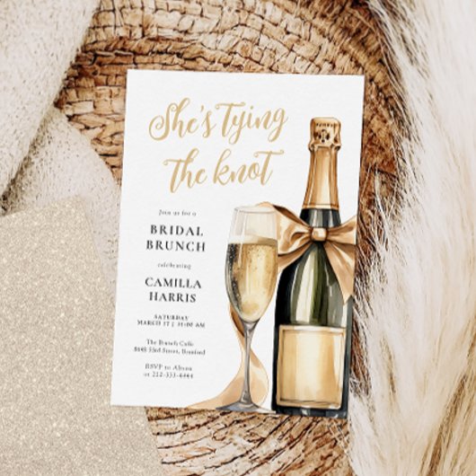 Gouden Glitter Champagne Bridal Brunch Kaart