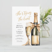 Gouden Glitter Champagne Bridal Brunch Kaart (Staand voorkant)