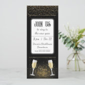 Gouden Glitter Champagne Glas Nieuwjaarsuitnodigin Kaart (Staand voorkant)