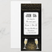 Gouden Glitter Champagne Glas Nieuwjaarsuitnodigin Kaart (Voorkant / Achterkant)