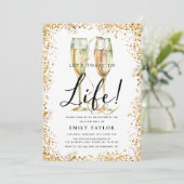 Gouden Glitter Champagne Verjaardagsfeest Kaart (Staand voorkant)