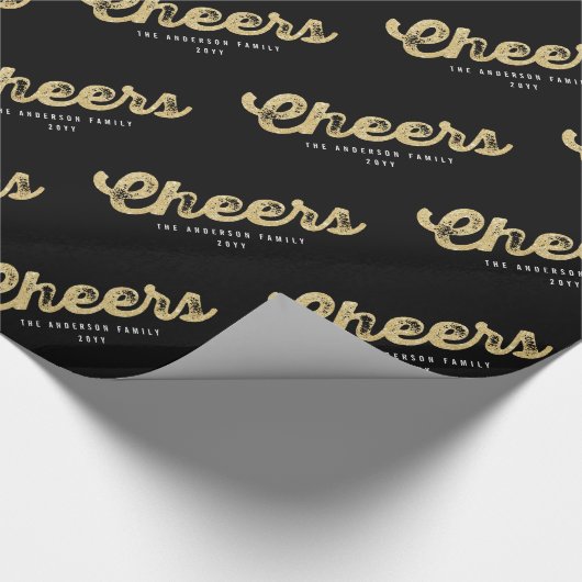 Gouden Glitter Cheers Chique Vakantie Aangepaste G Cadeaupapier (Hoek)
