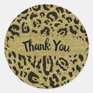 Gouden Glitter Cheetah Luipaard Dierenprint Feest  Ronde Sticker